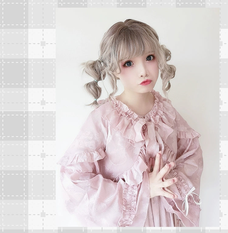 Time Memory~Xianbei~Sweet Lolita Chiffon Lantern Sleeve Cardigan with Bow 34598:463060