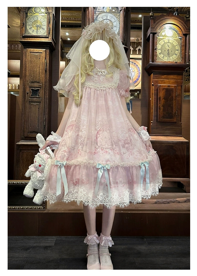 Spireme Cat - Wedding in Dream - Pink Sweet Lolita OP Dress, Detachable Corset