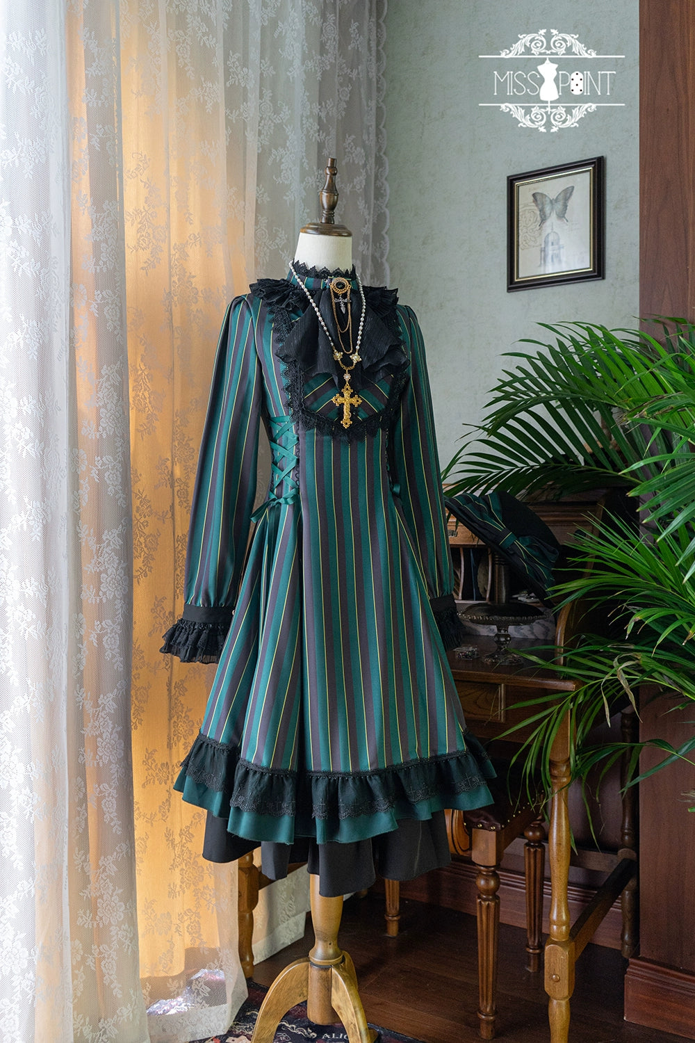 Miss Point - Perintz Manor - Gothic Lolita OP Long Sleeve Retro Lolita Dress 39904:642964