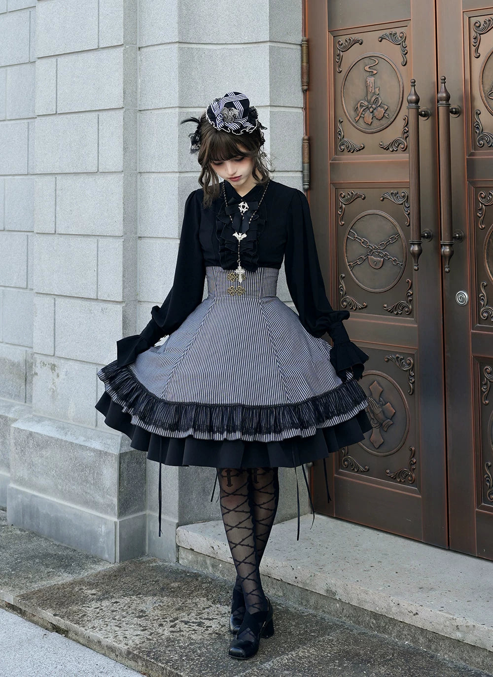 Perint Manor - Gothic Lolita Striped Dress, Tailor-made 44410:808335
