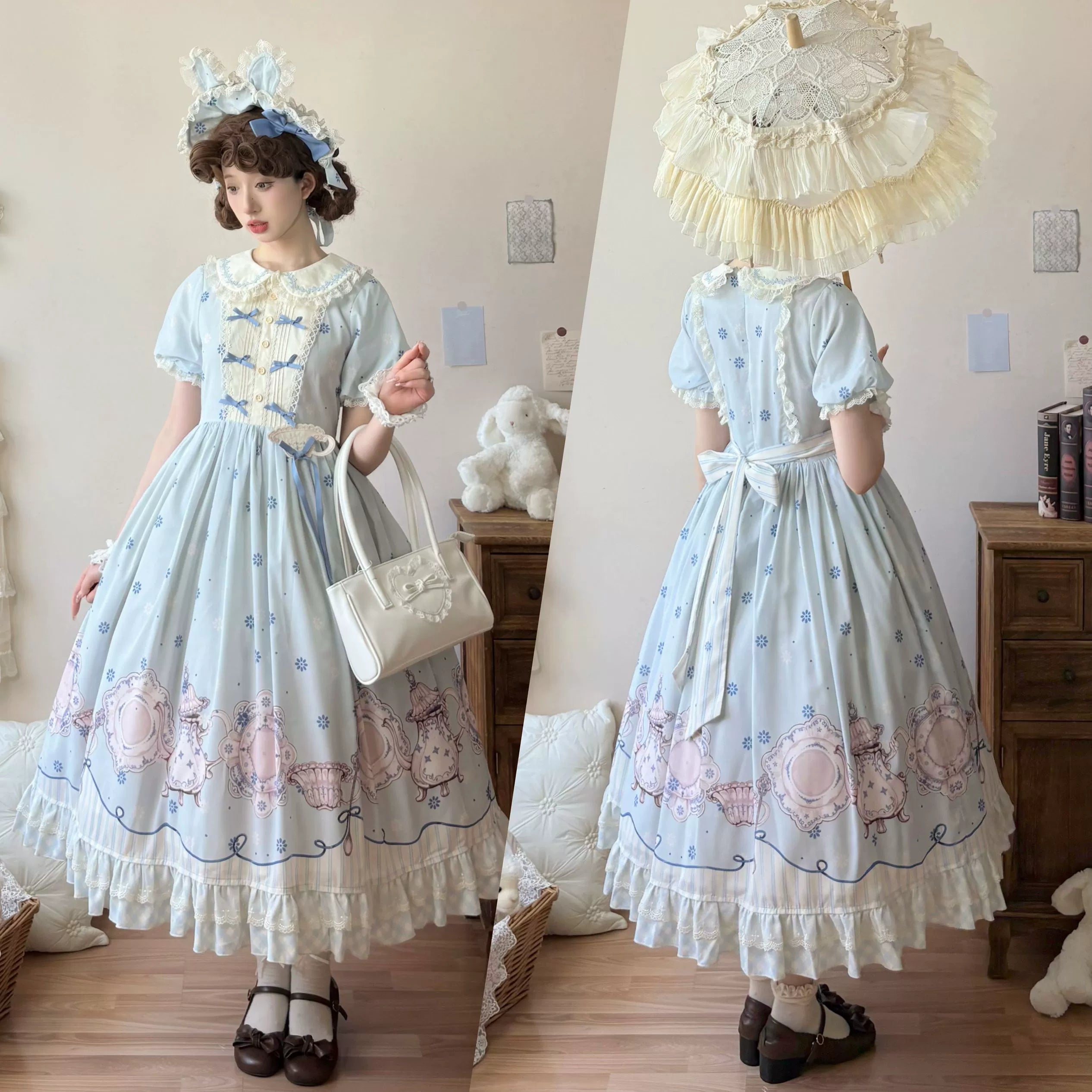 Uncle's Workshop - Veronica Spring Tea - Plate Printed Sweet Lolita Dress (L M S) 43485:778320