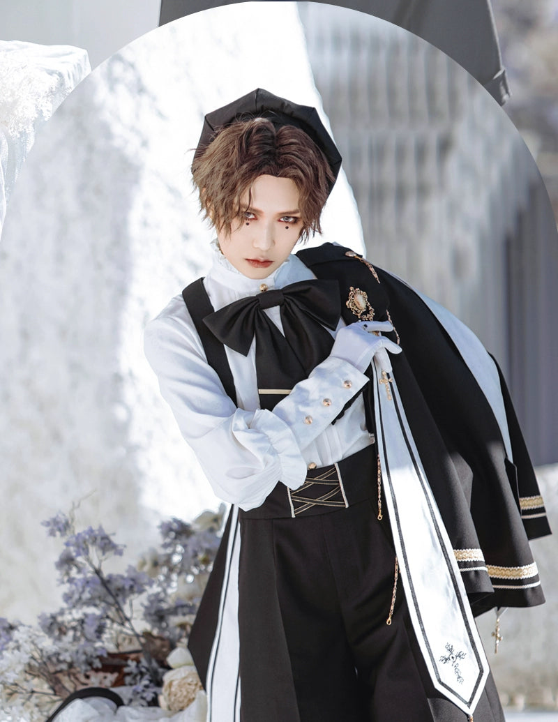 Forest Fluorescent Carps - Choir - Ouji Lolita Shorts Set Prince outfit One Size Black pumpkin hat In stock