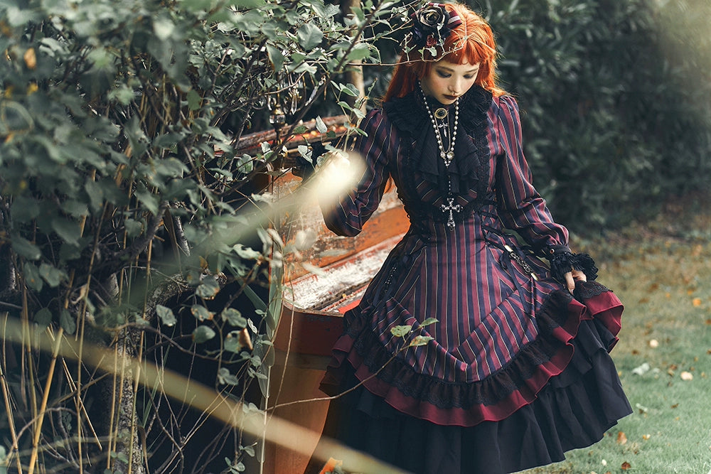Miss Point - Perintz Manor - Gothic Lolita OP Long Sleeve Retro Lolita Dress 39904:642680