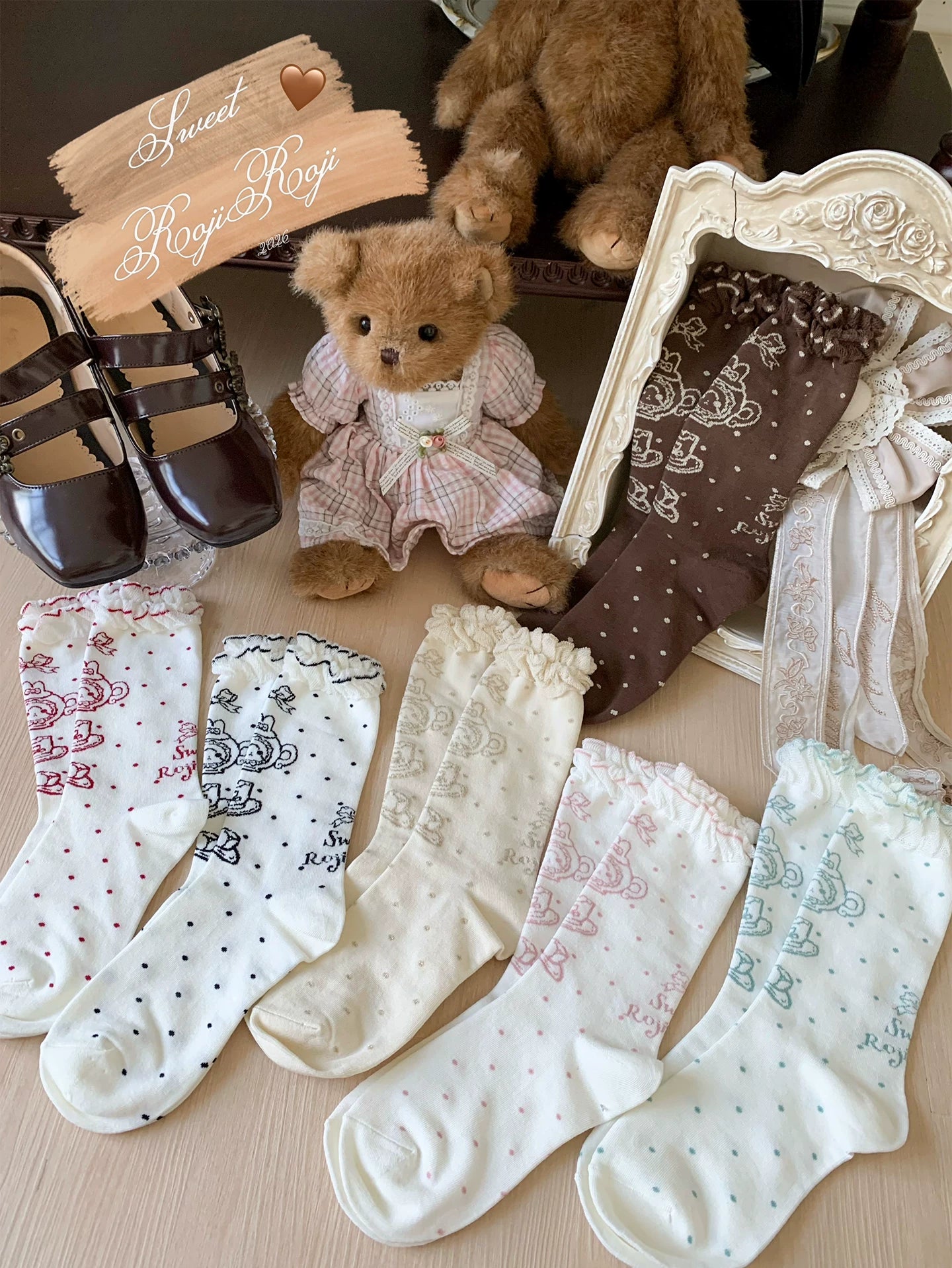 Cotton Sweet Lolita Socks, Tea Party Prints 45788:862446