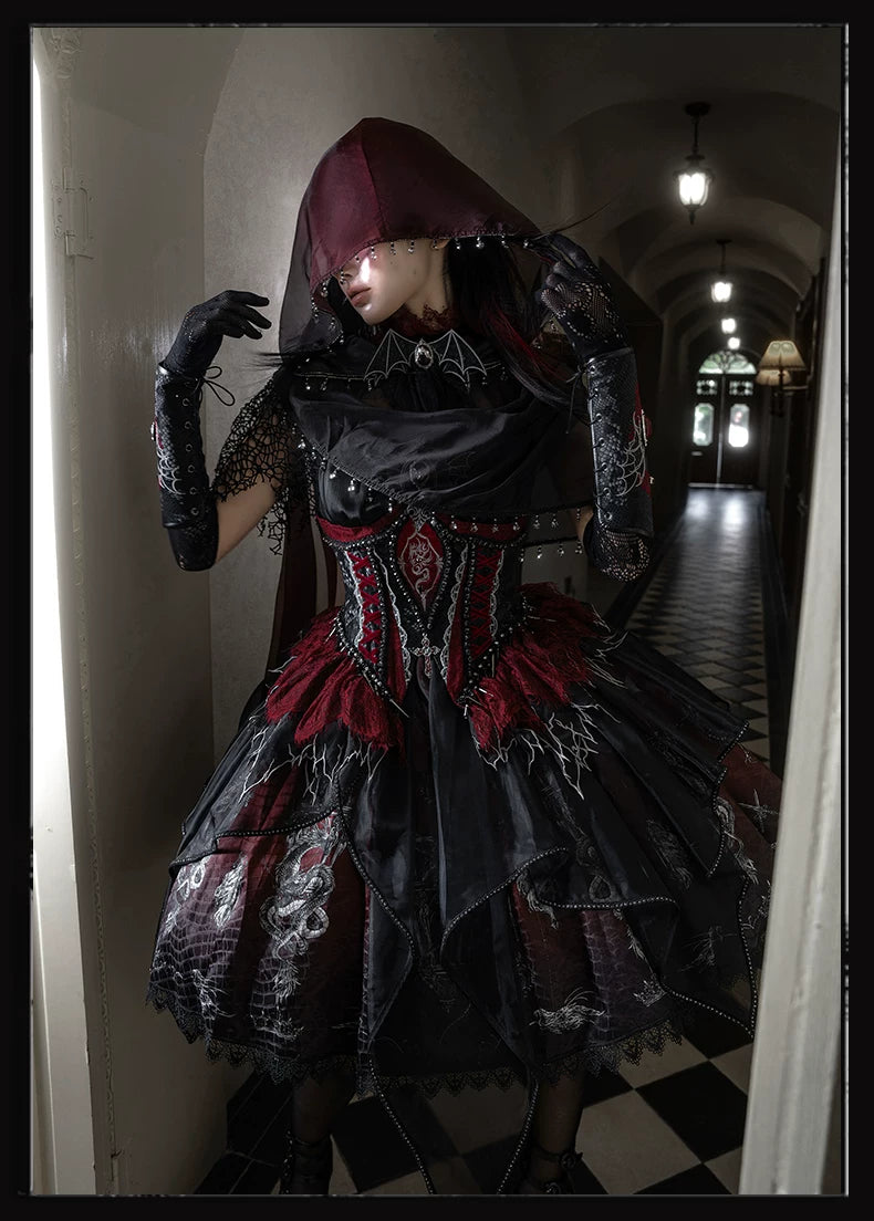 Bone Dragon - Gothic Lolita Corset JSK Dress Set with Embroidery 45654:856813