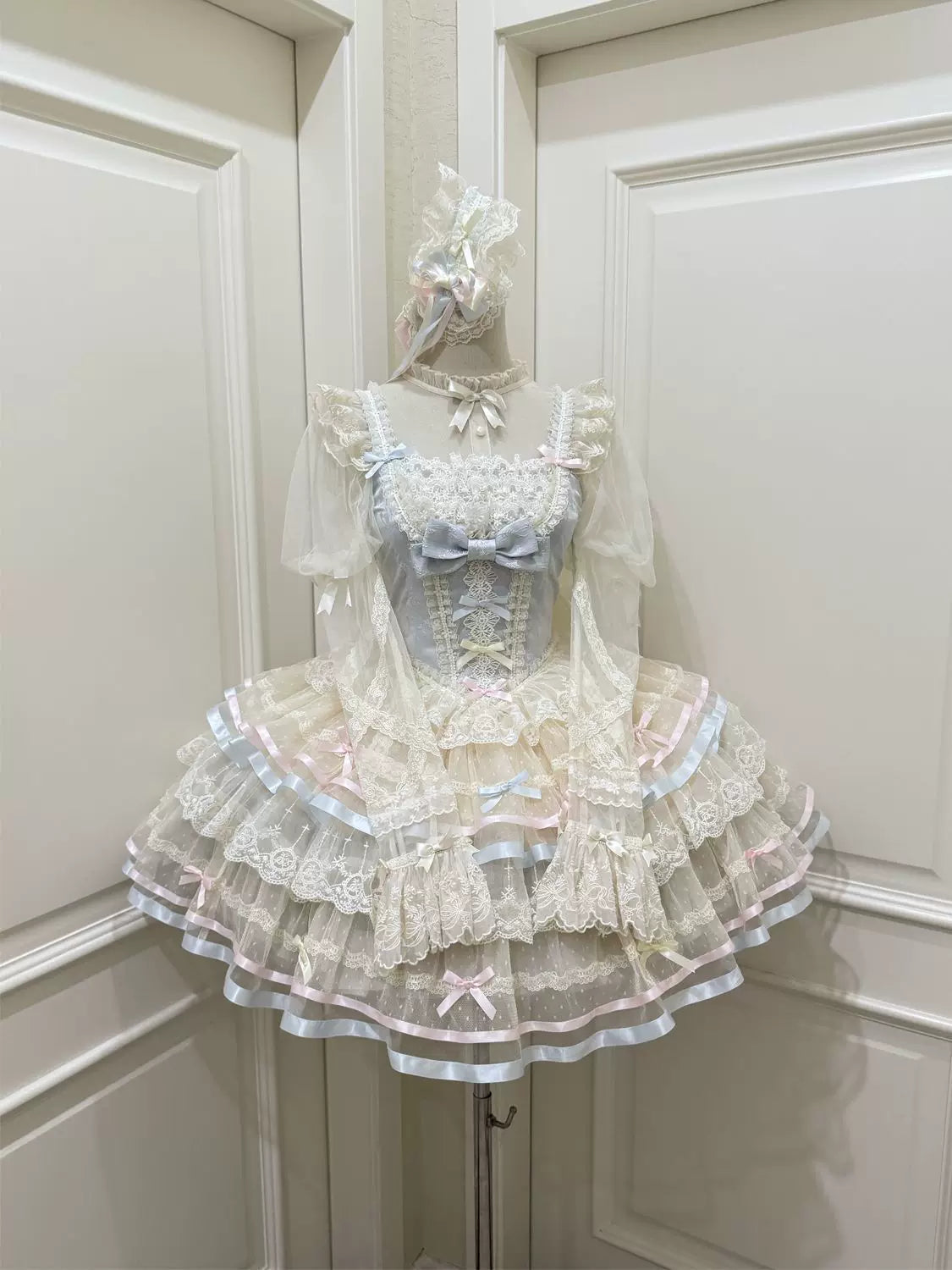 Butterfly Ballet - Sweet Lolita JSK Dress, Layered Tulle Hem Blue JSK Only S