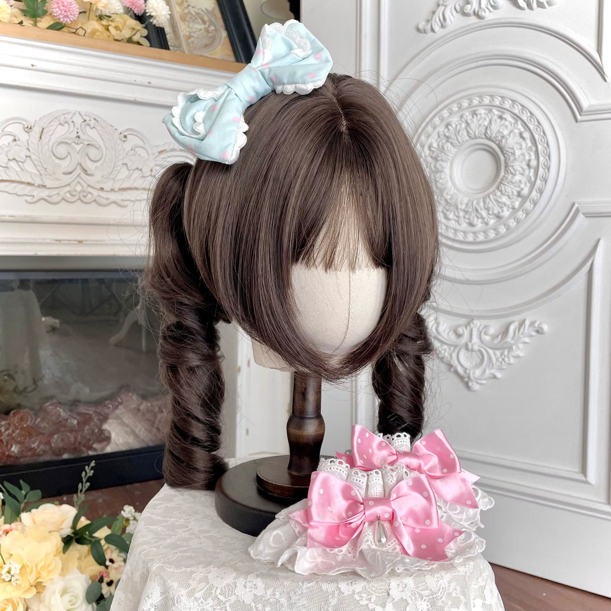 Perfume Kitty - Cotton Old School Lolita OP Dress, Perfume Print & Cat Patch 46037:873503