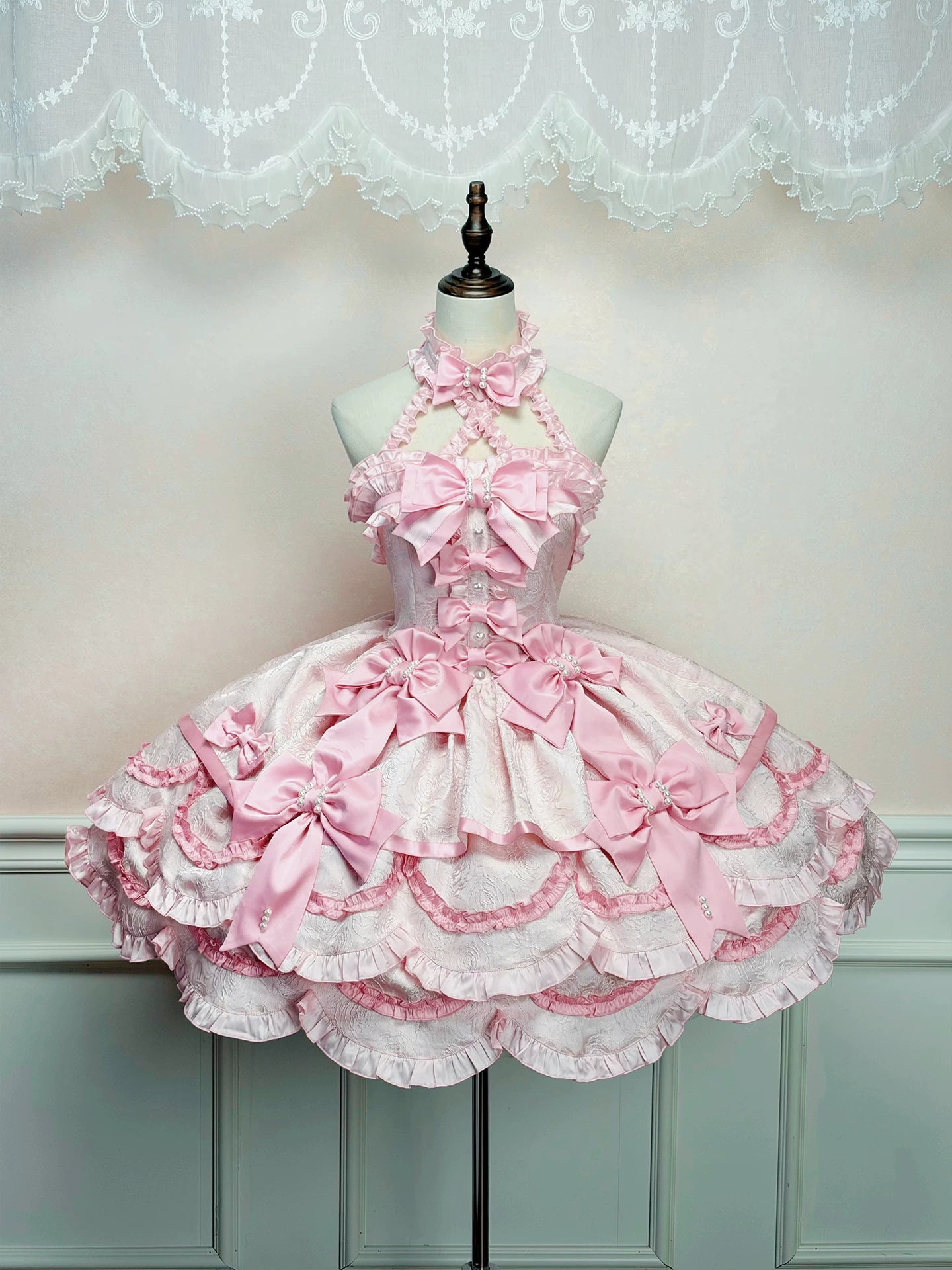 Sweetheart Petal - Sweet Lolita Petal Hem JSK Dress, Halter Neckline (L M S XL XS) 44733:820702