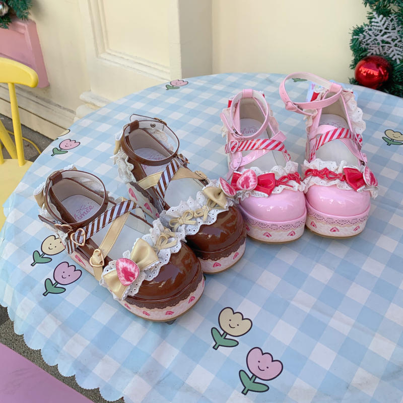 Aimee - Strawberry - Sweet Lolita High Platform Shoes Kawaii Lolita Shoes