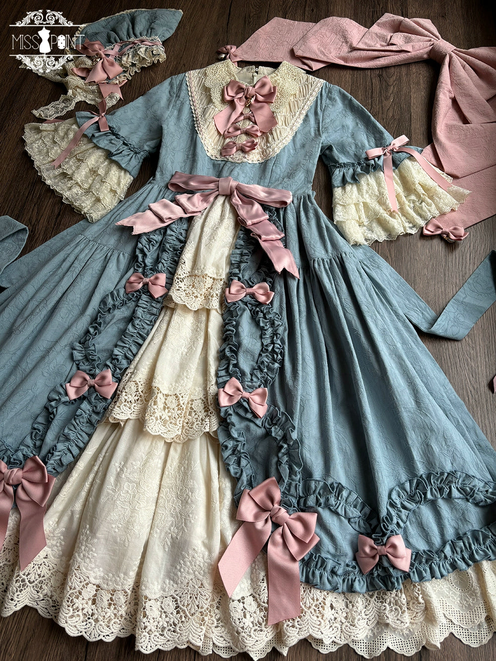 Miss Point~Lilyka Garden~Classic Lolita OP Dress Set Elegant Floral Wall Princess Sleeve 38832:606424