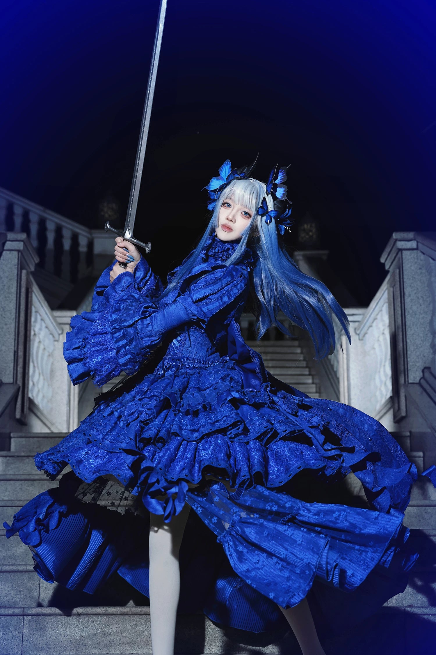 Caliburn - Gothic Lolita JSK Dress, Bolero Set with Detachable Sleeves