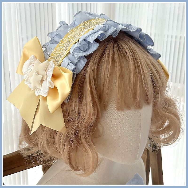 Forest Fluorescent Carps - Sleep Star - Sweet Lolita OP Dress, Long / Short Sleeve Blue Headband S