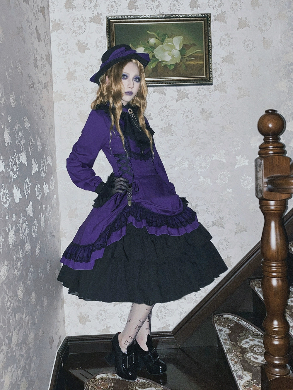 Miss Point - Perintz Manor - Gothic Lolita OP Long Sleeve Retro Lolita Dress 39904:642926