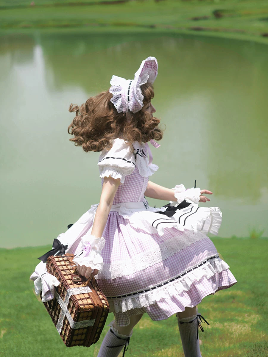 Parfait Reverie - Cotton Plaid Old School Lolita JSK Dress, Side Pockets 45731:859748