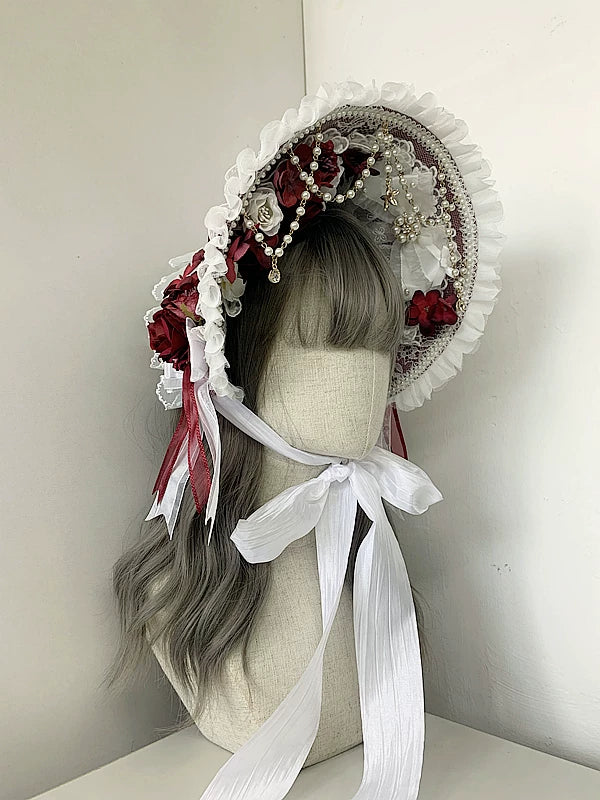 Gothic Lolita Lace BNT, Pearl Chain and Cross Pendants