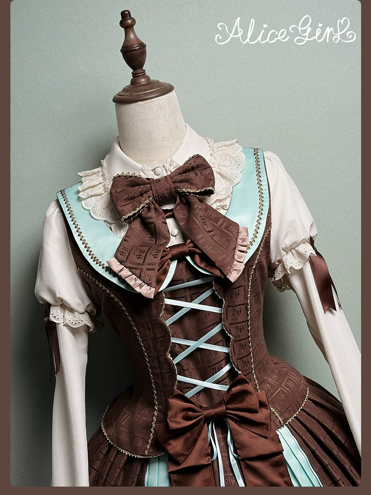 Alice Girl - Bear Chocolate Slab - Classic Lolita Slim Fit JSK & SK Dress 44309:804328
