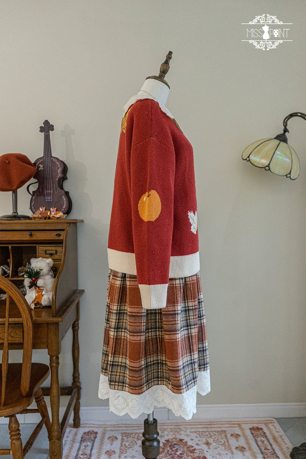 Miss Point - Fat Fox in the Forest - Kawaii Lolita Sweater Customized Winter Lolita Couple Outfit 37102:550946