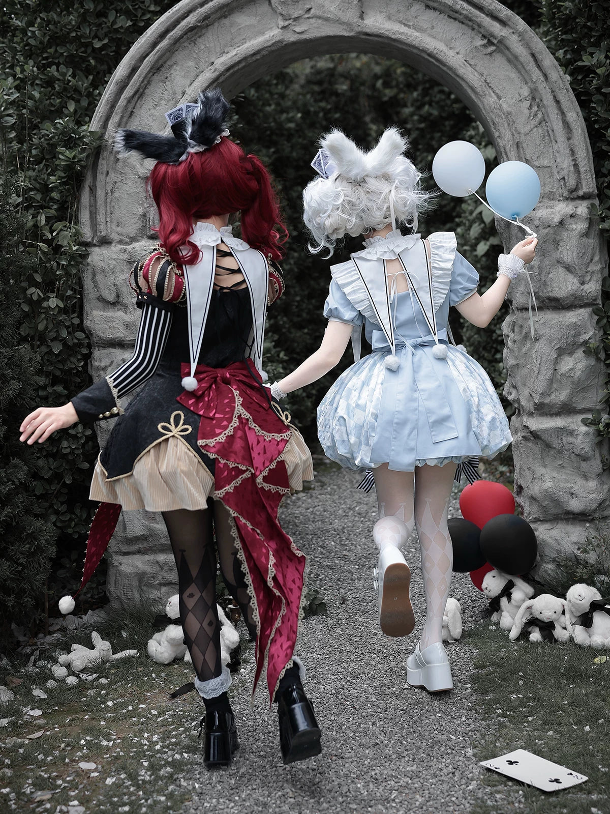 Circus Fantasy Night - Gothic Lolita Jacquard Dress, Pointed Tail Hem 45689:859472