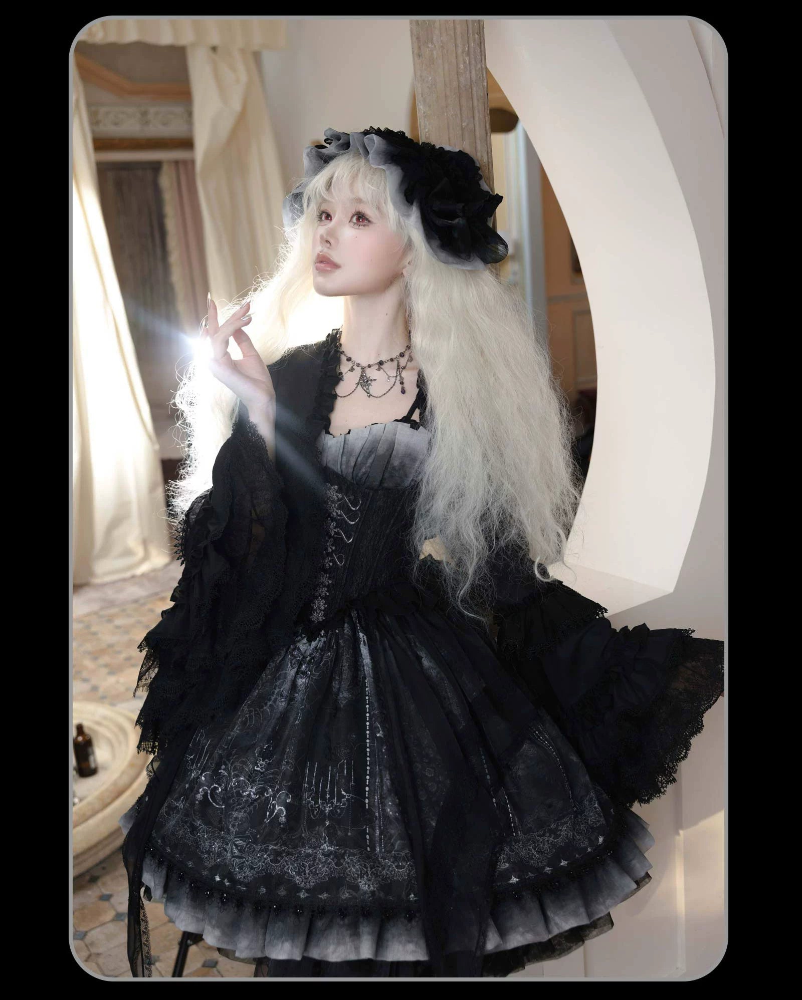 Susin Lolita - Bone-Eroded Butterfly - Gothic Lolita JSK & SK Set 44051:793321