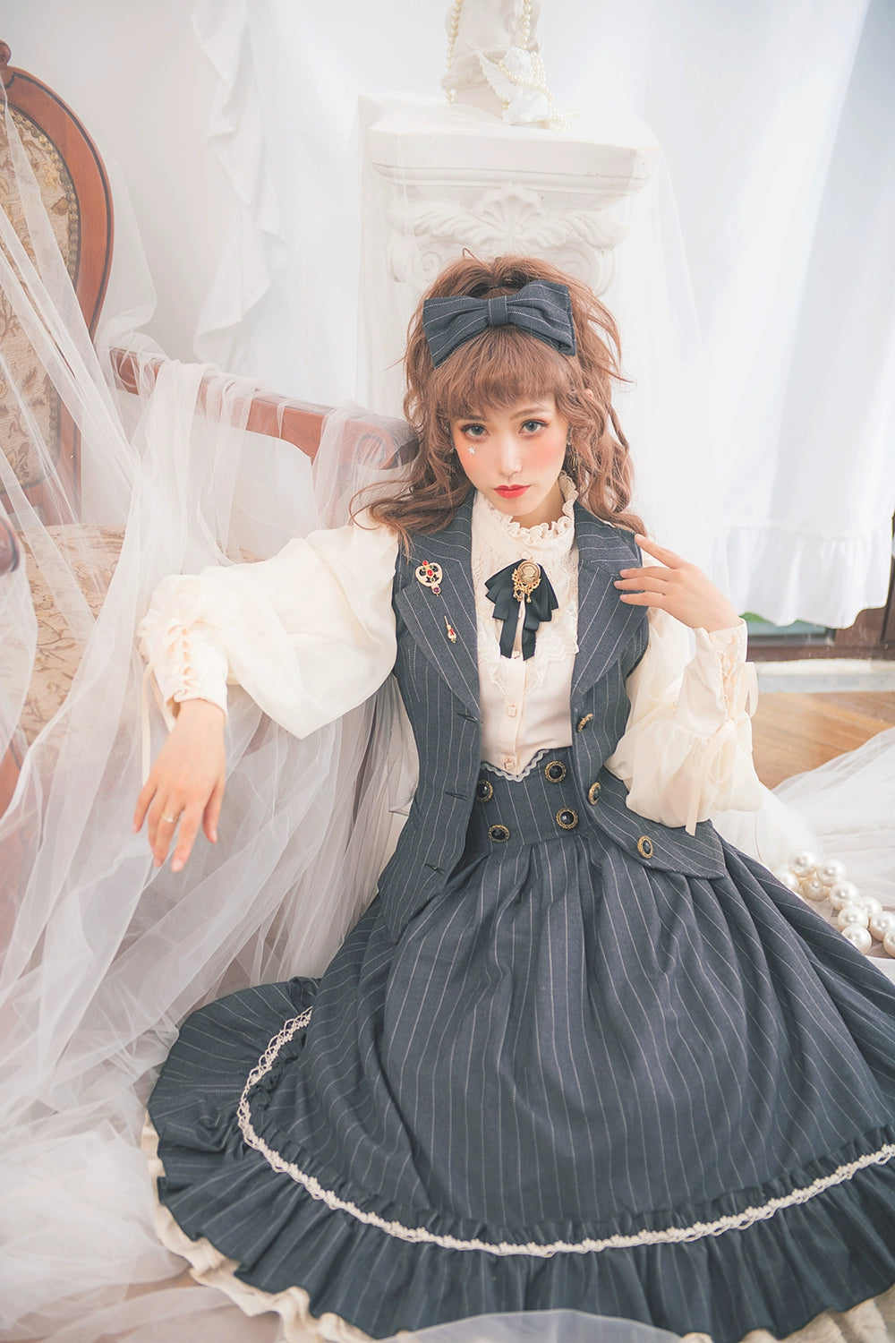 Miss Point~Rose Doll~Elegant Lolita Mutton Sleeve Blouse 32522:385582