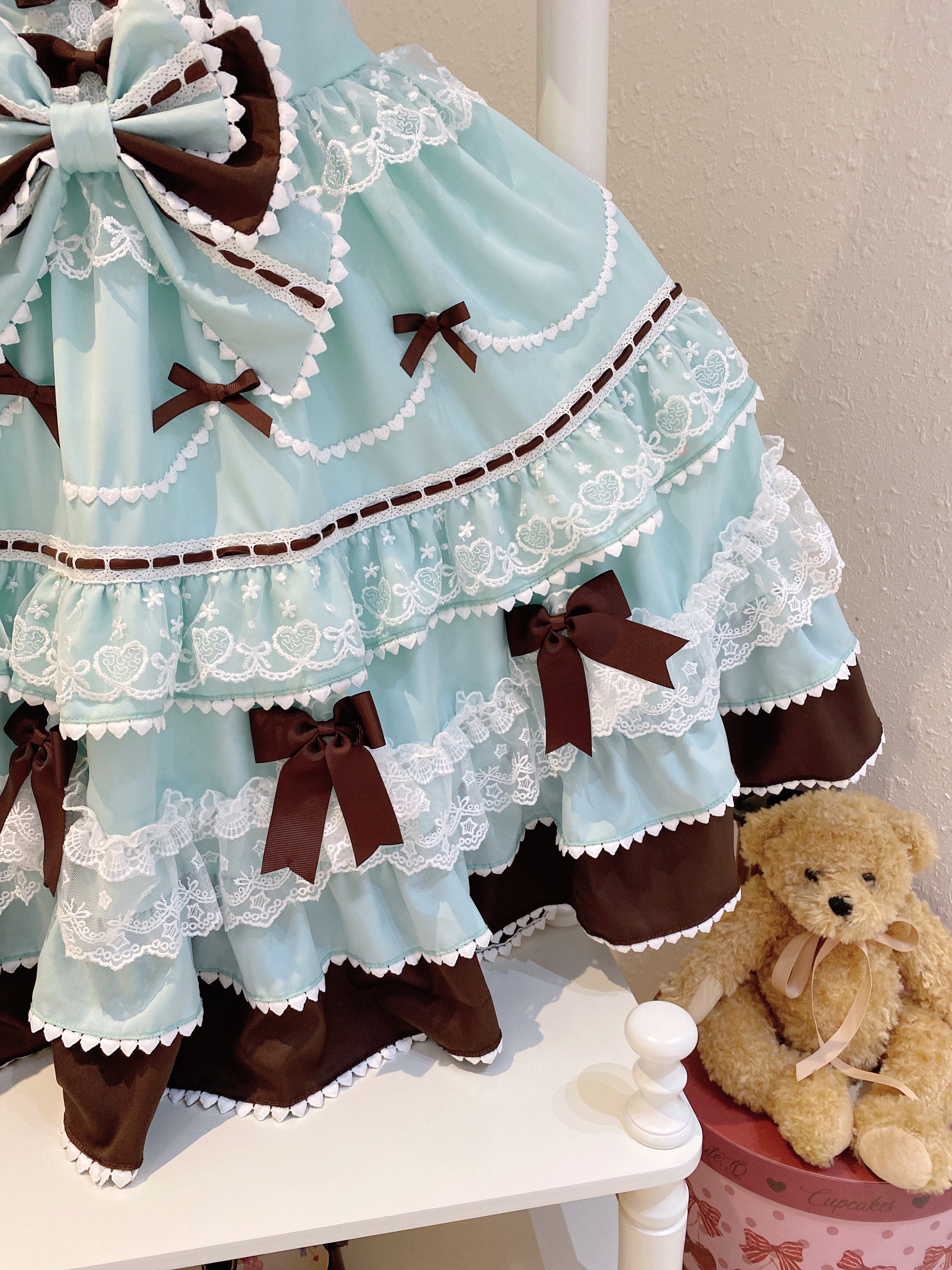 Fondant Cake - Summer Sweet Lolita JSK Dress, Tiered Ruffles and Bows