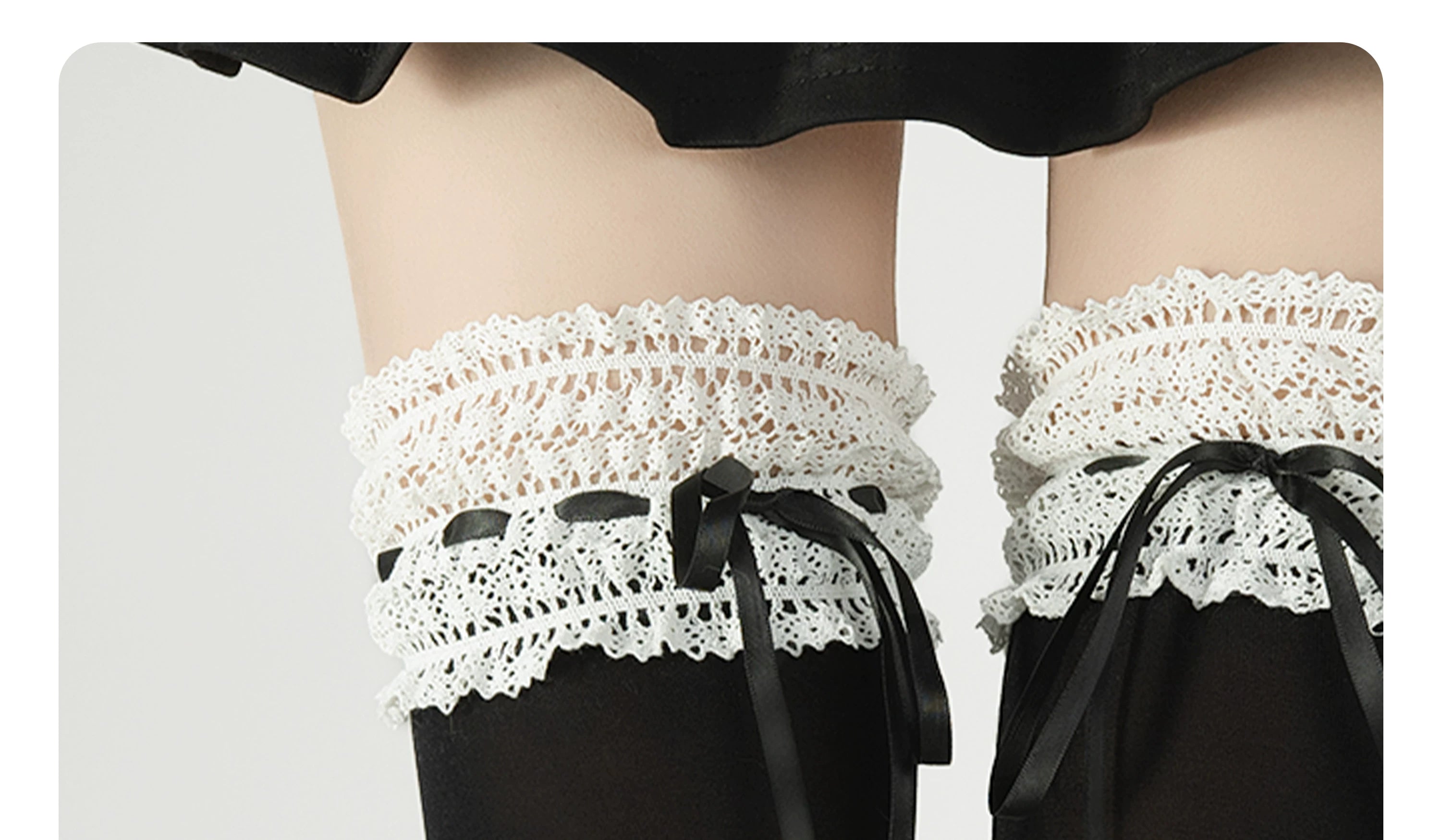 Classic Lolita Socks, Lace Ruffles & Ribbon Bows