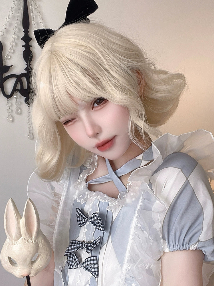 Alicegarden - Sweet Lolita Wigs Short Curly Platinum Color Wigs