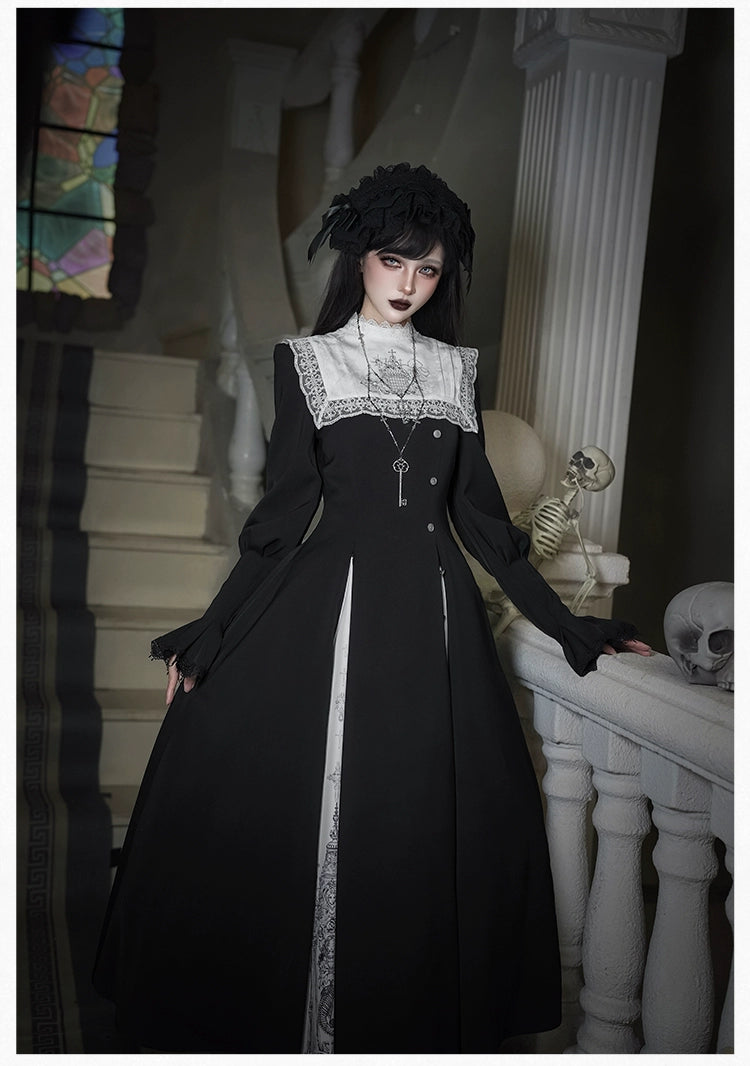 With PUJI - Letter and Poetry · Raven's Night Song - Oriental Aesthetics Gothic Lolita Dress Set 43907:788812