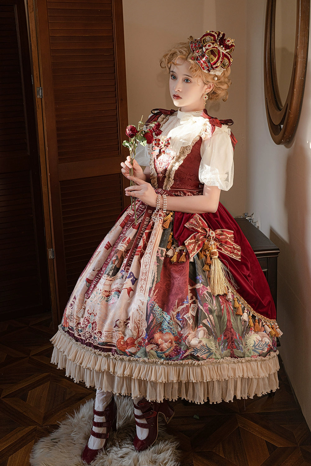 Miss Point~Kaleidoscope~Classical Lolita Shirt Dot Gauze Detachable Puff Sleeve Blouse Customized 35392:488860