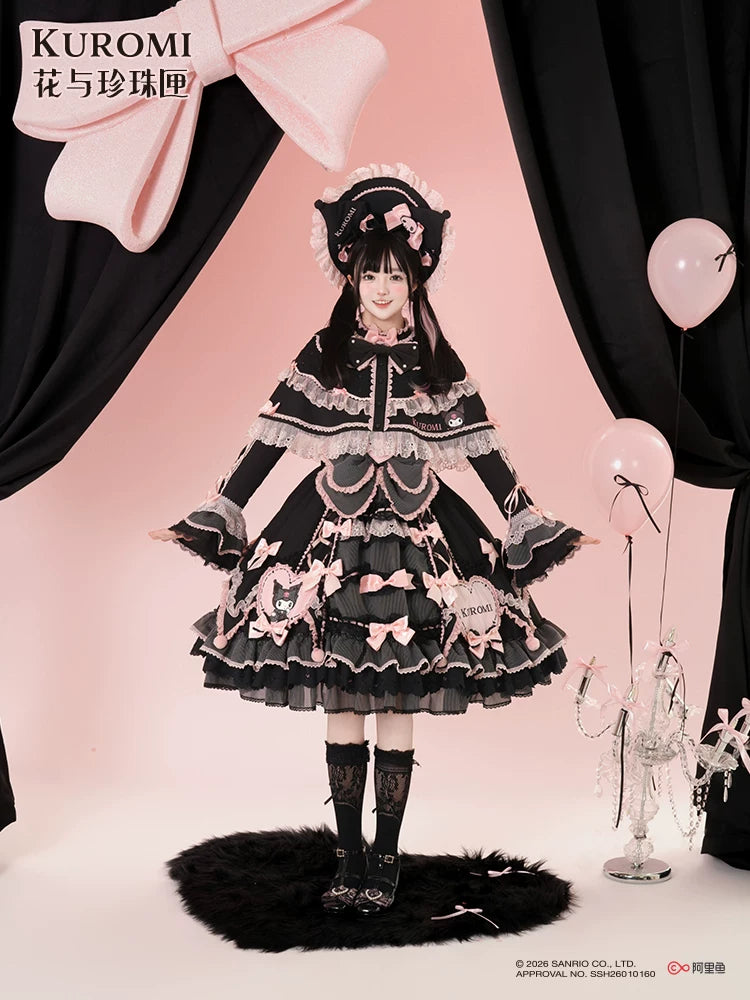 IP Collaboration Sweet Lolita JSK Dress Set,Kuromi Details