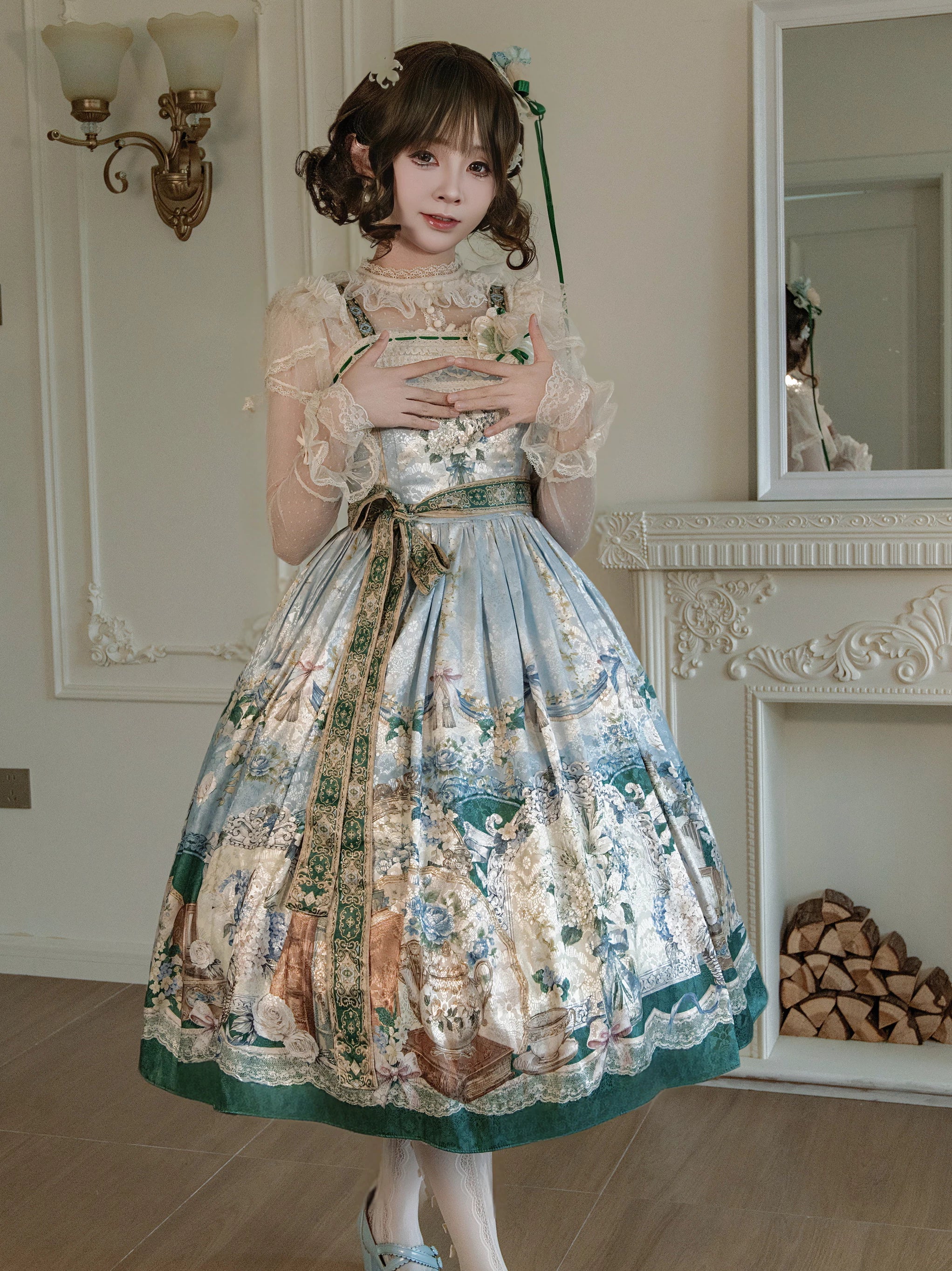 Secret of Silki Lady - Classic Lolita Floral Printed JSK Dress (L M S / Pre-order) 45693:858839