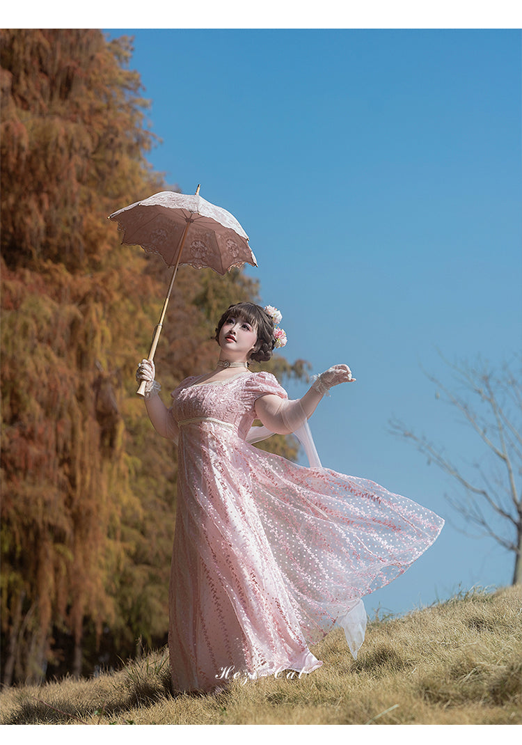 Hezi's Cat Haven~Mist Rose~Plus Size Lolita Empire Waist OP Dress 42268:734360