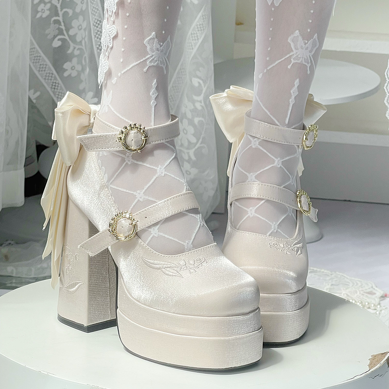 Dreamland - Floating Dream Lily - Elegant Lolita High Heel Shoes, Detachable Bow 39502:622012