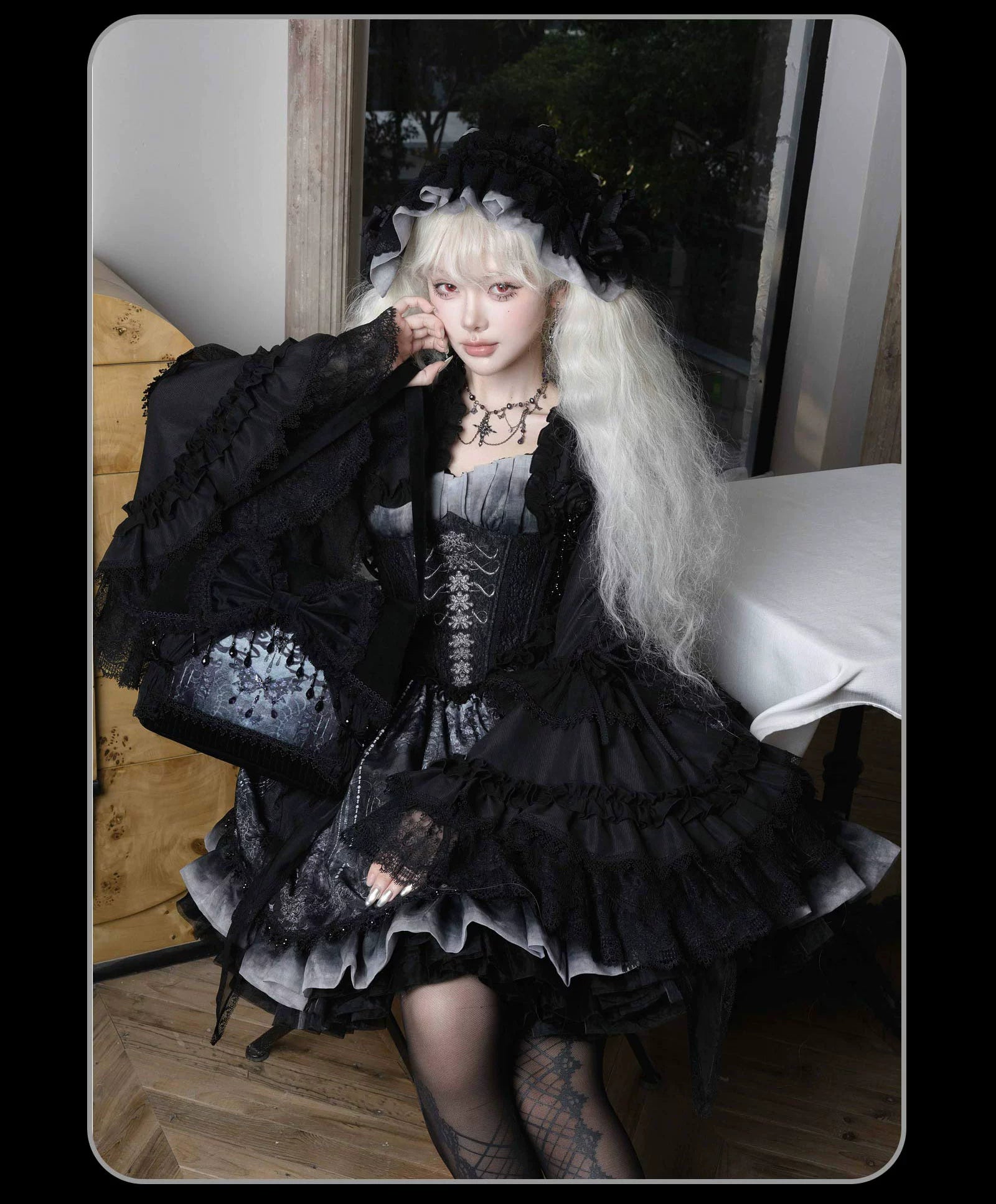Susin Lolita - Bone-Eroded Butterfly - Gothic Lolita JSK & SK Set 44051:793320