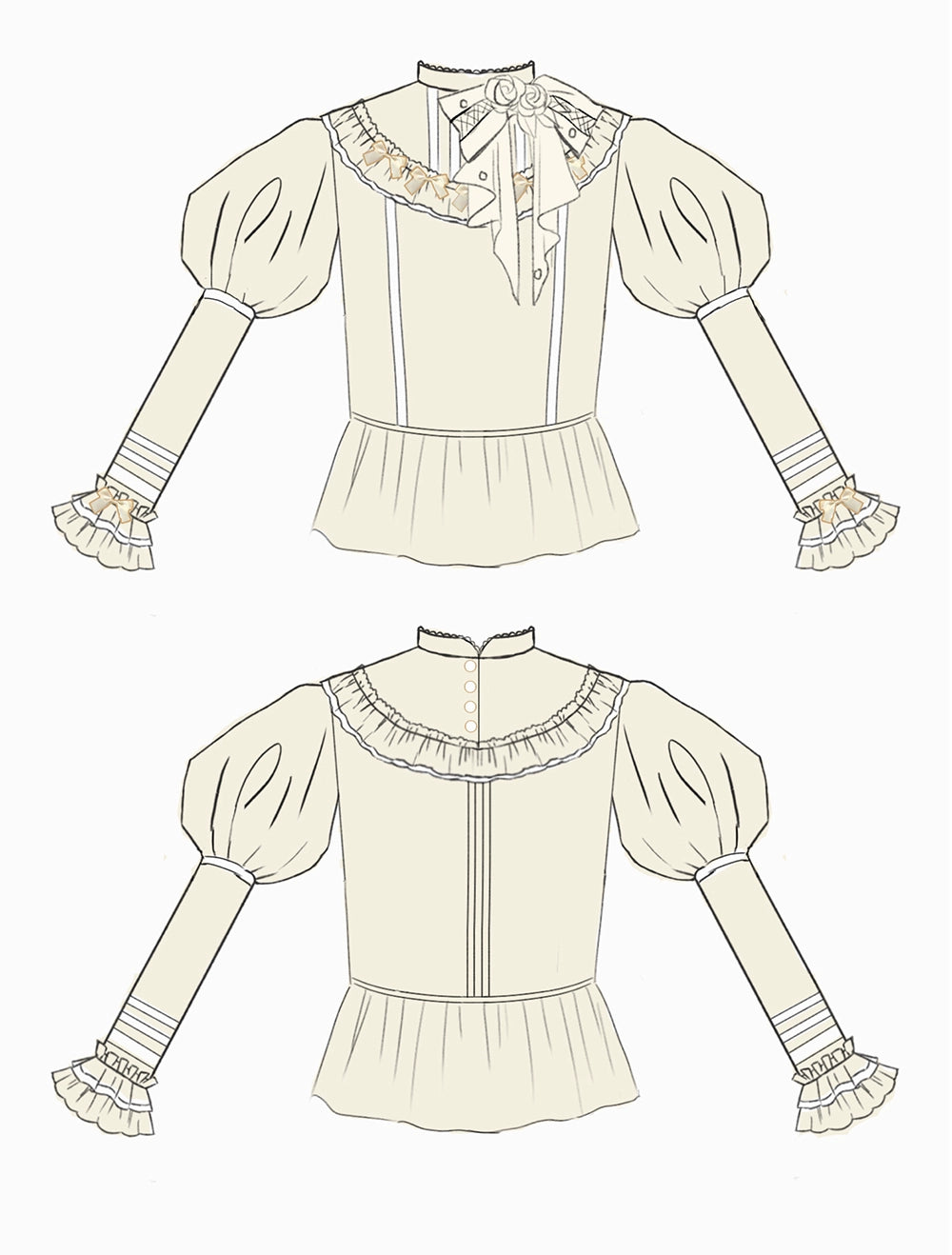 Miss Point~Kaleidoscope~Classical Lolita Shirt Dot Gauze Detachable Puff Sleeve Blouse Customized 35392:488824