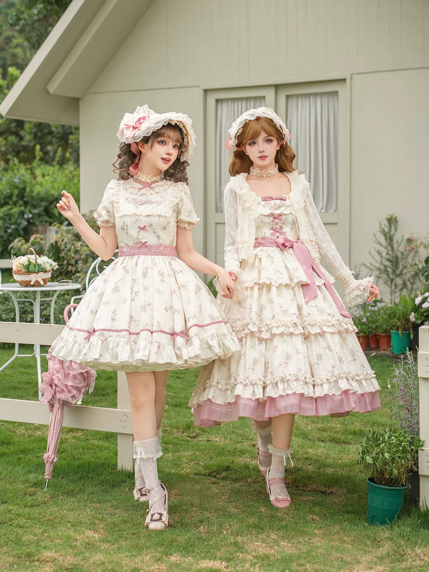 Fragrant Reminiscence - Classic Lolita Embroidered Collar Dress, Bellflower Print