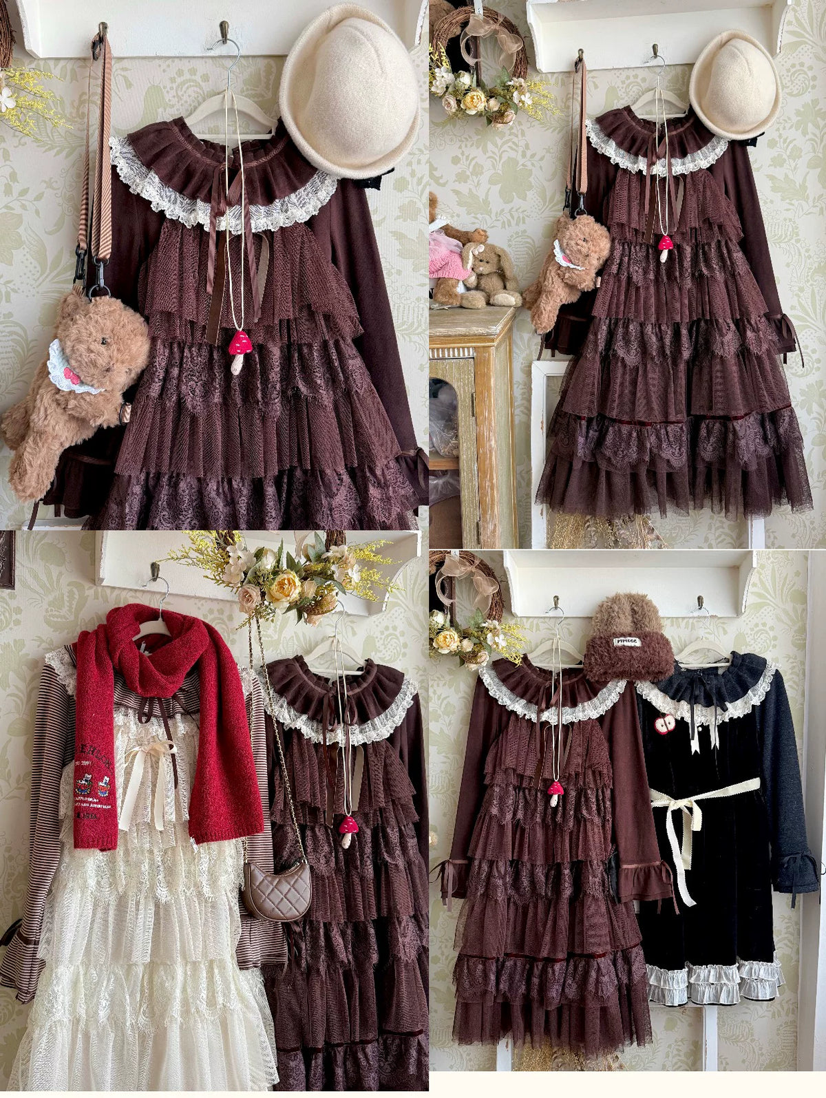 Himawari - Sweet Lolita Long Sleeve Blouse, Tiered Ruffle Collar 45973:869704
