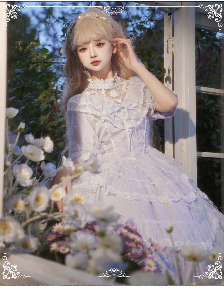 Eieyomi - Iris Love - Classic Lolita OP Princess Lolita Puff Dress and Veil