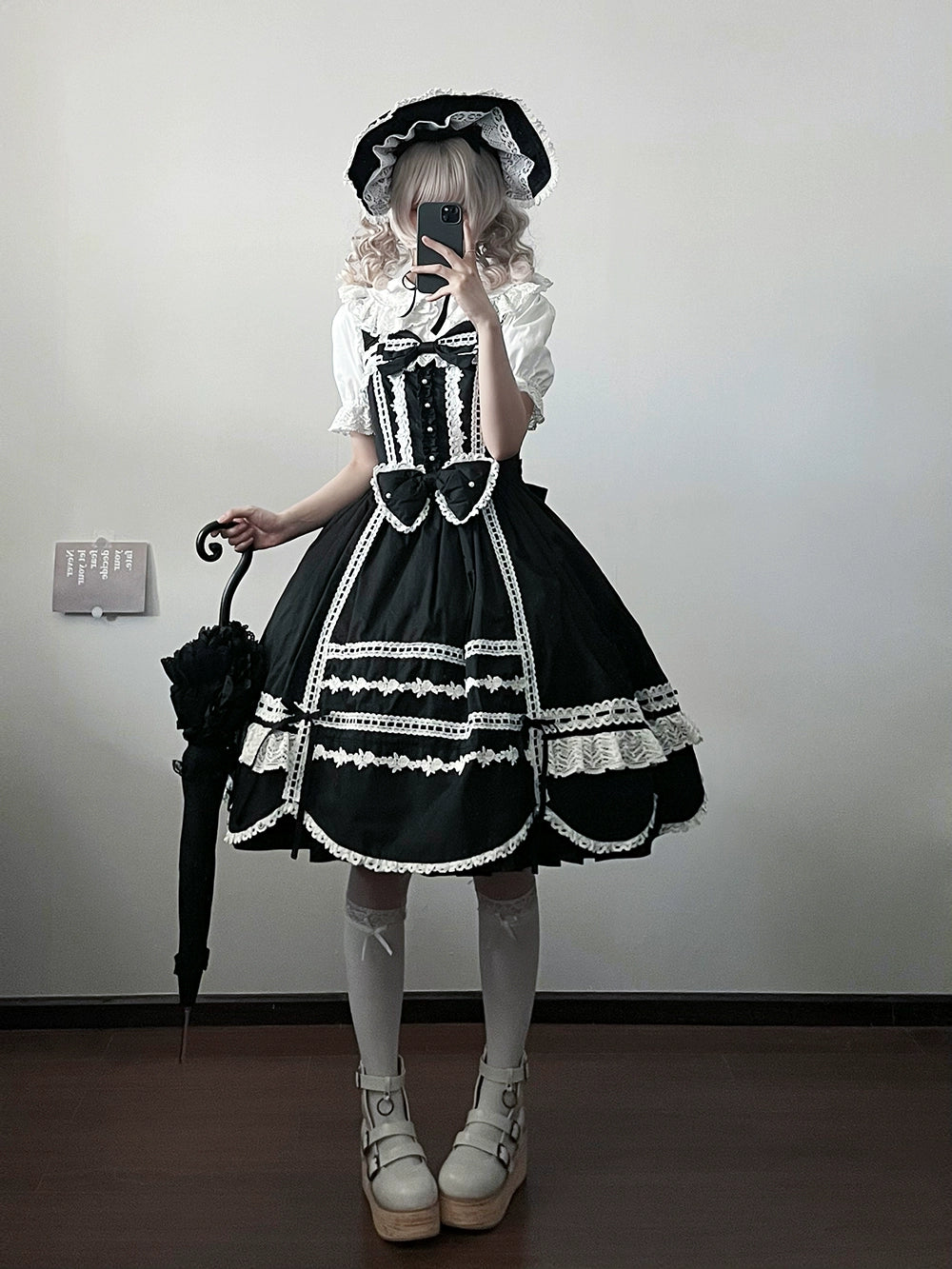 Vintage Petal Rabbit - Cotton Old School Lolita JSK Dress With Petal-Shaped Hem 43136:769632
