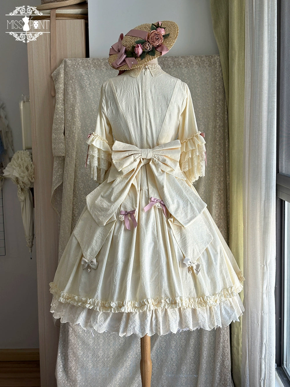 Miss Point~Lilyka Garden~Classic Lolita OP Dress Set Elegant Floral Wall Princess Sleeve 38832:606308