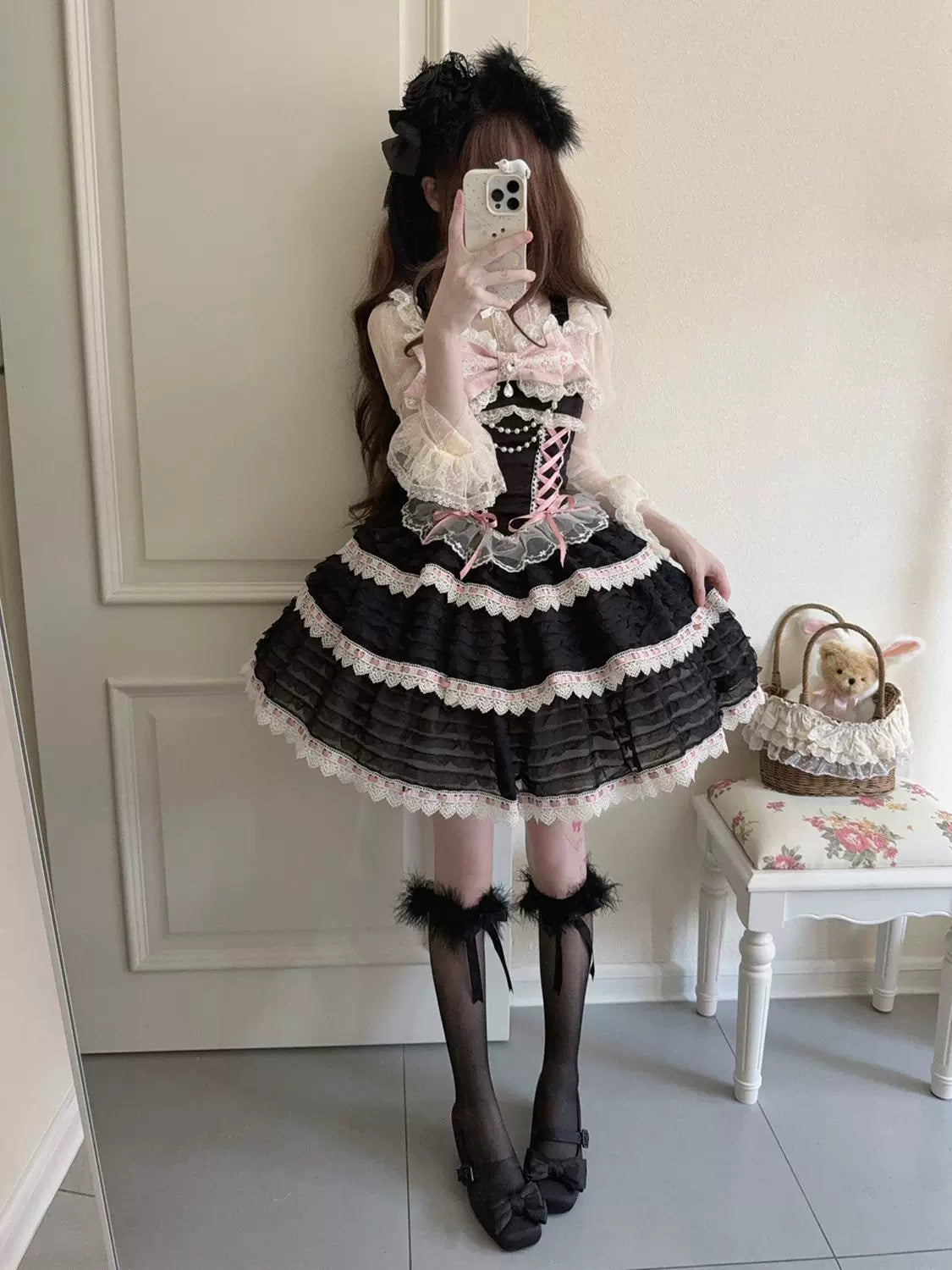 Floral Elegy - Sweet Lolita JSK Dress, Tiered Hem