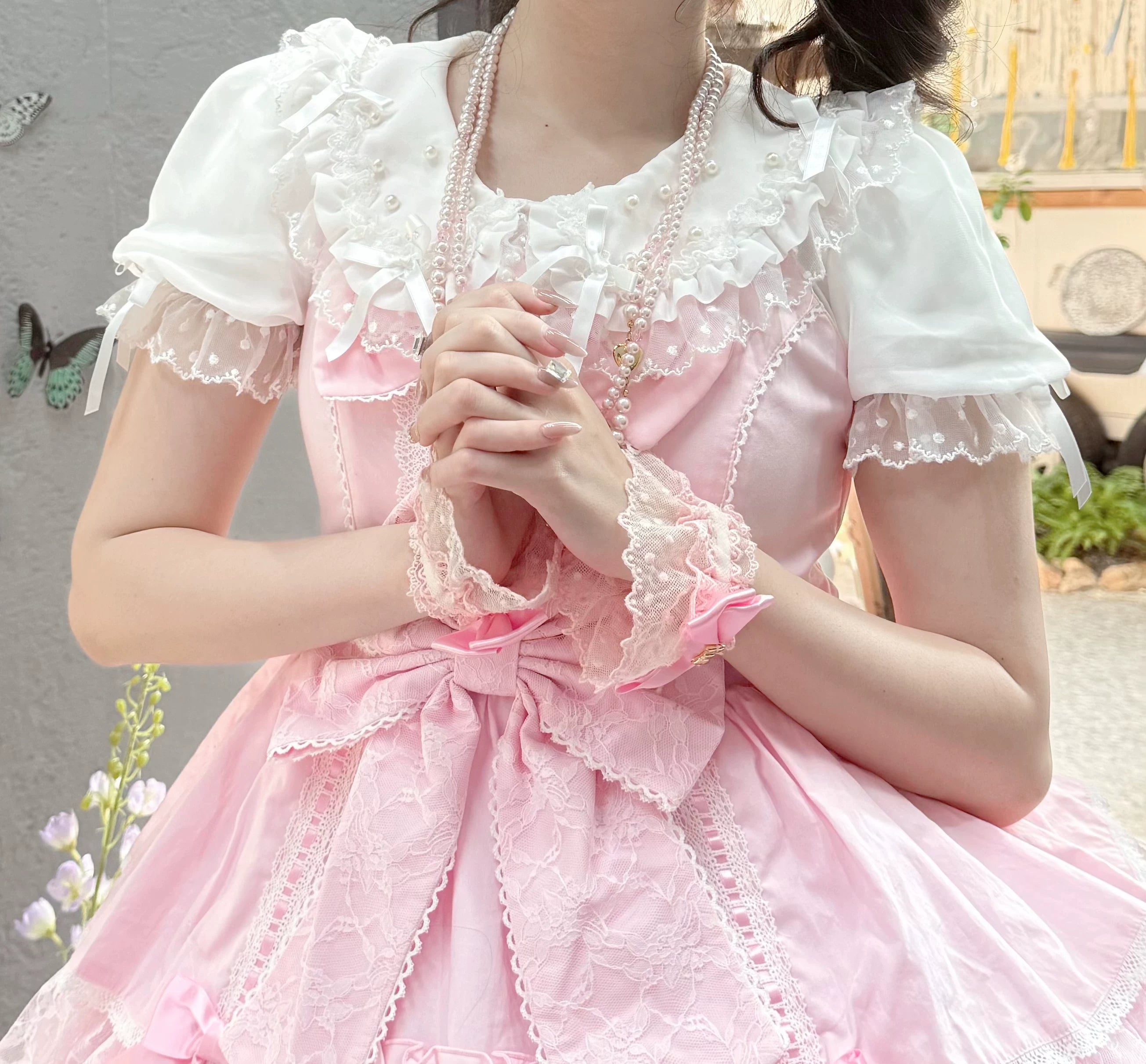 Sea Coconut - Cotton Old School Lolita Peter Pan Collar Blouse with Lace