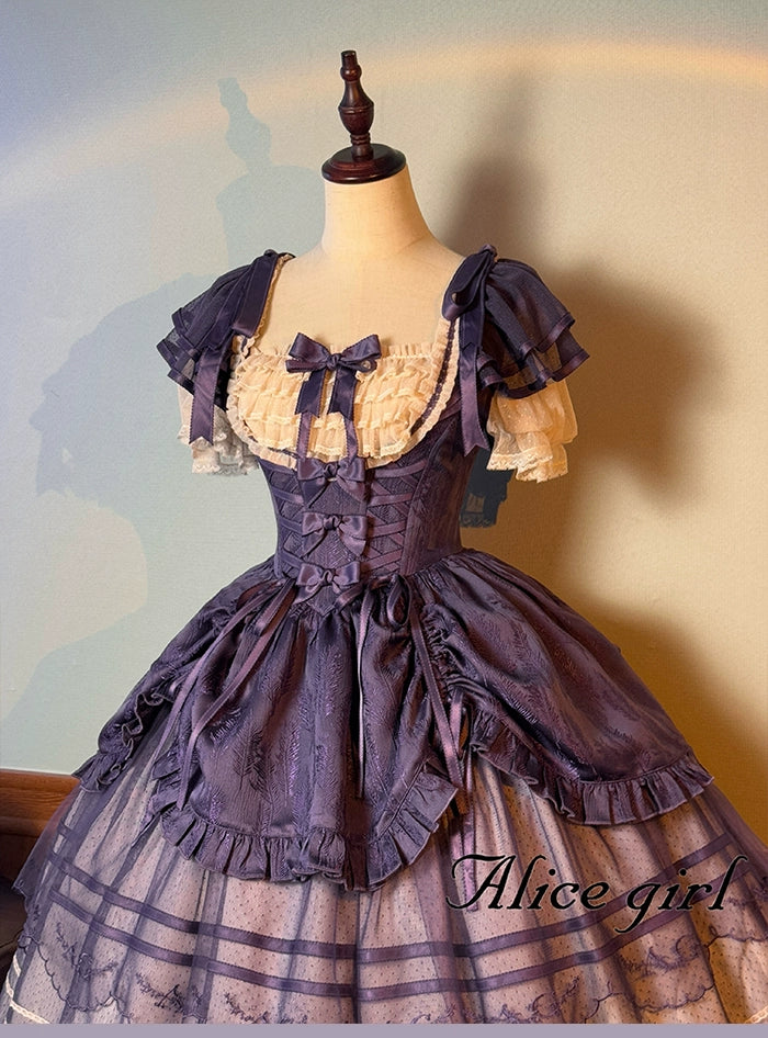 Alice Girl - Yesterday Morning Mist - Classic Lolita OP Bust-supporting Tiered Ruffles Lolita Dress