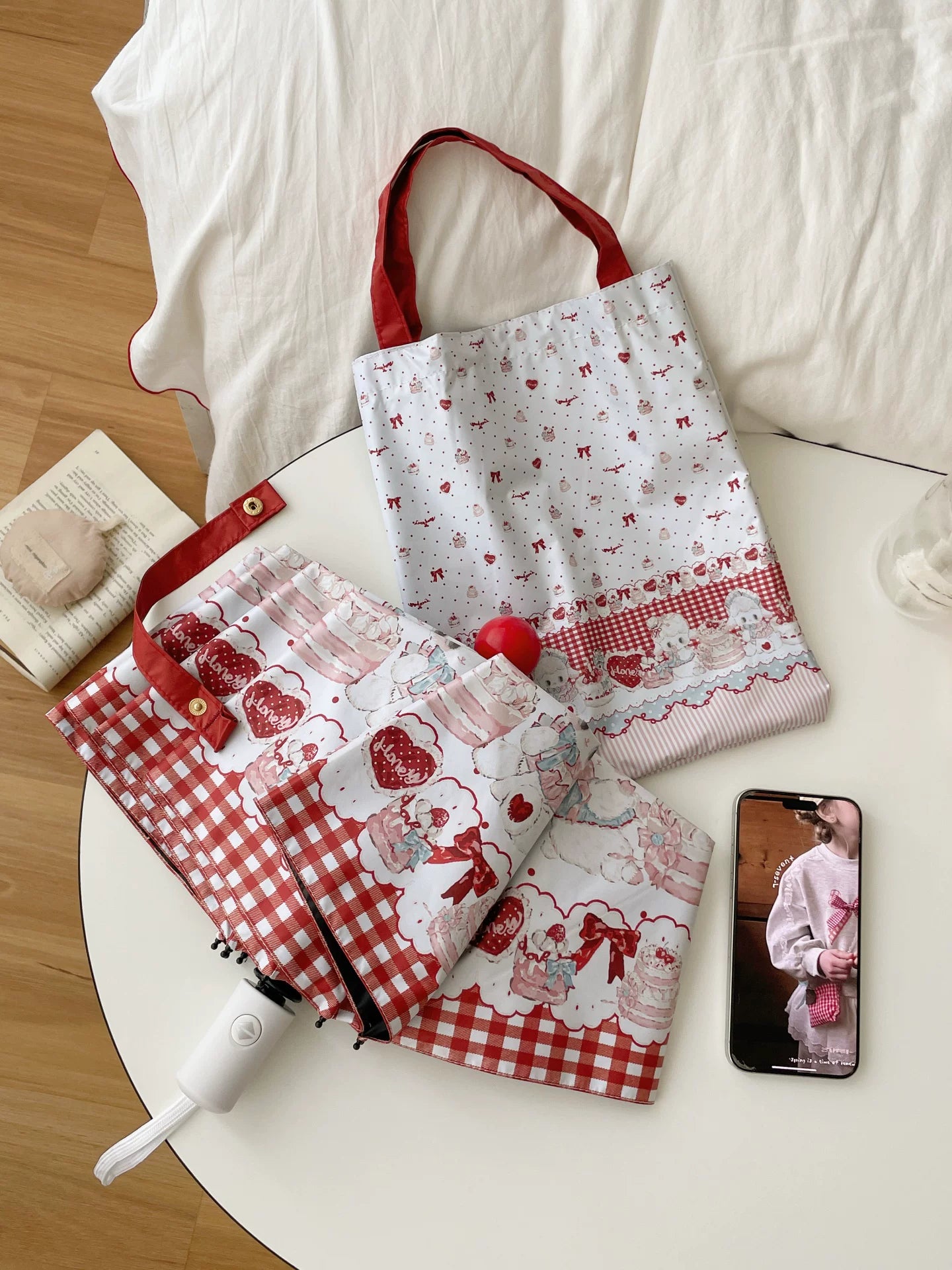 Foldable Printed UPF50+ Lolita Parasol with Black Coating 45587:853566