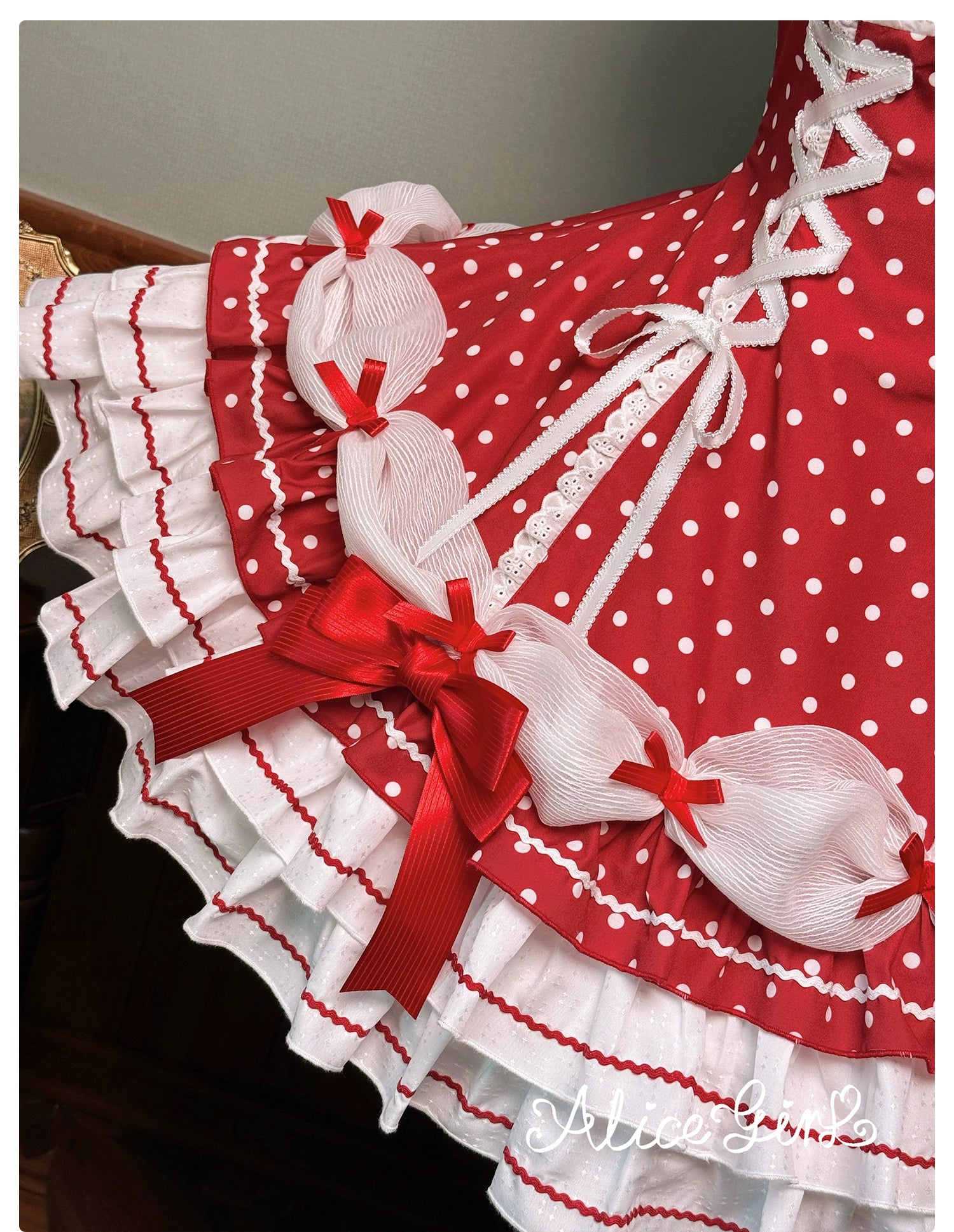 Old School Lolita Halter Neck OP Dress, Polka Dot Accent 43701:783539