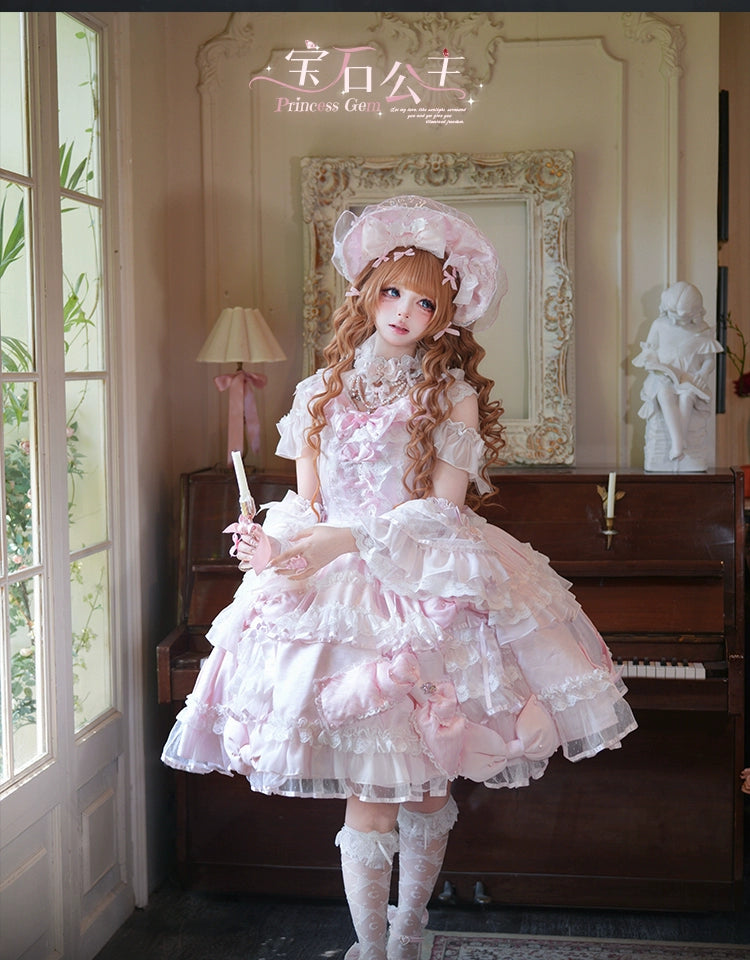 Mengfuzi - Gem Princess - Wedding Sweet Lolita JSK Dress Suit, Side Zipper 44018:792222