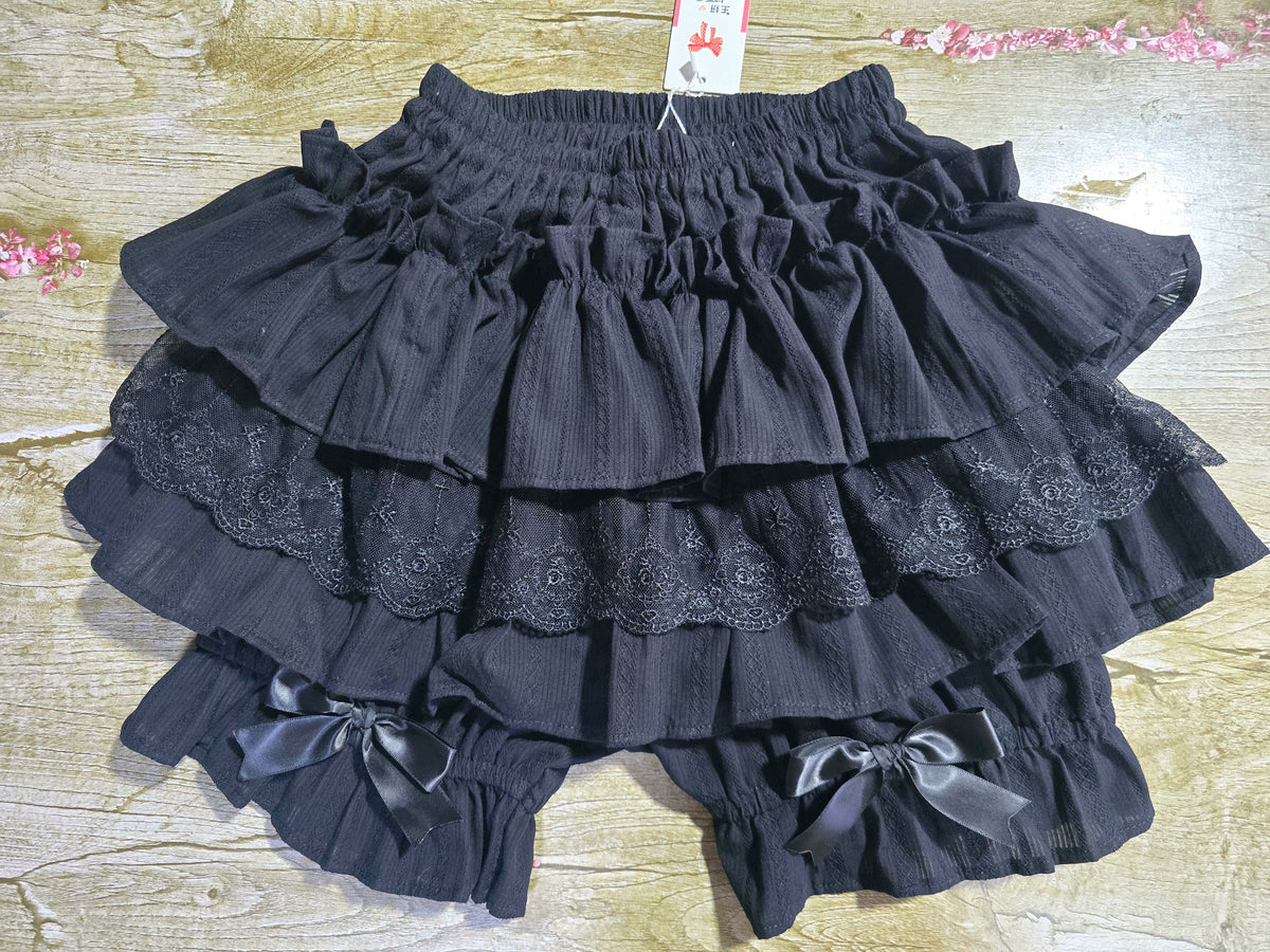 Lolita Jacquard Cotton Bloomers, Ruffle Lace Trim