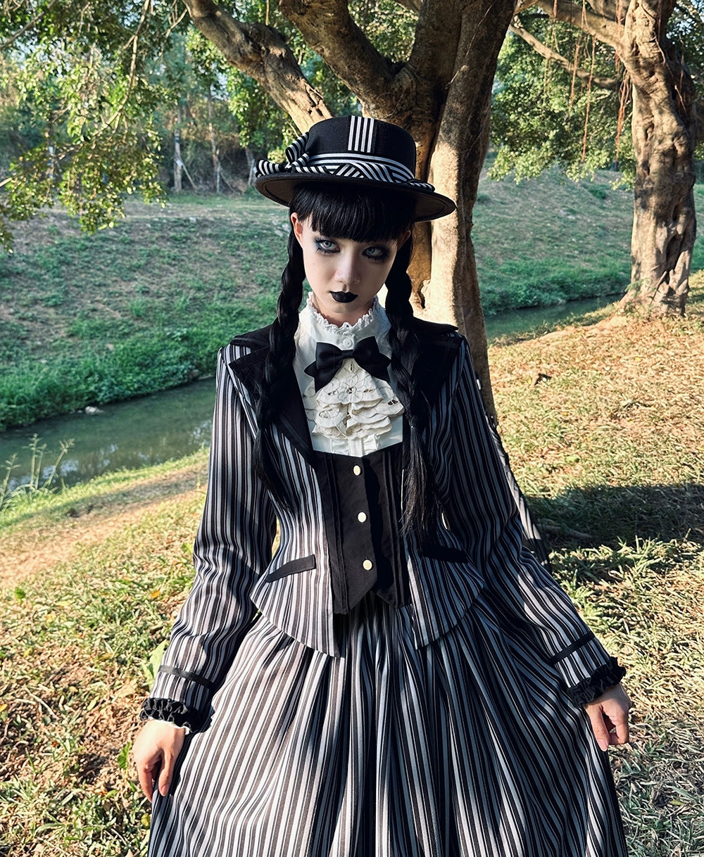 Miss Point - Classical Chocolate - Classic Lolita Skirt Elegant Striped SK 40814:677014