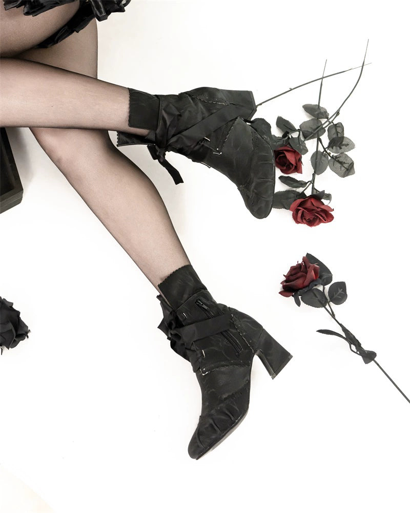 MR.Qiutian - Lady Incognita - Retro Lolita Ankle Boots, Size Zipper 44240:800753
