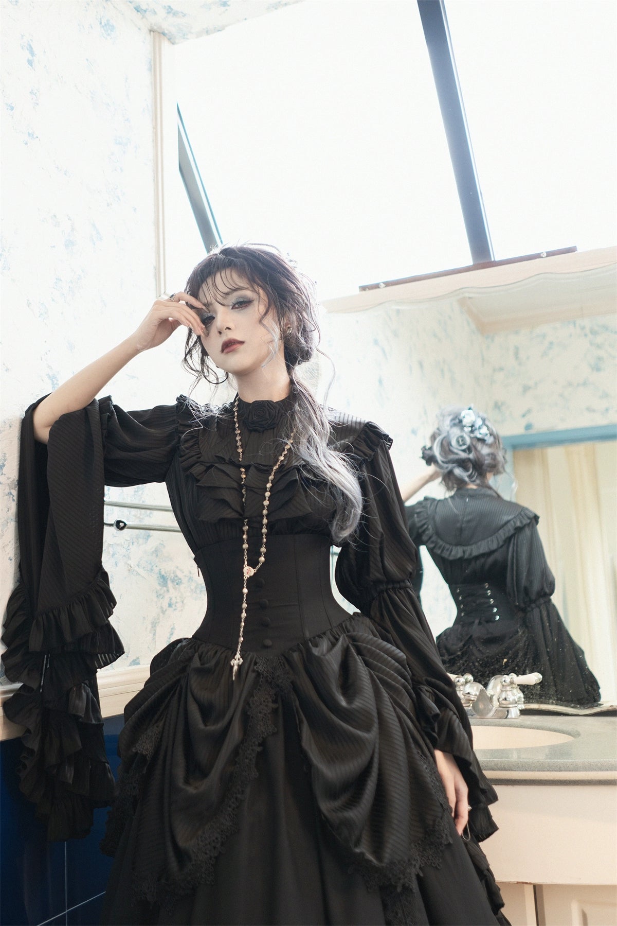 Muppet Mind Ben - Dreaming - Gothic Lolita Princess Sleeves Blouse Striped Printing 39008:608456